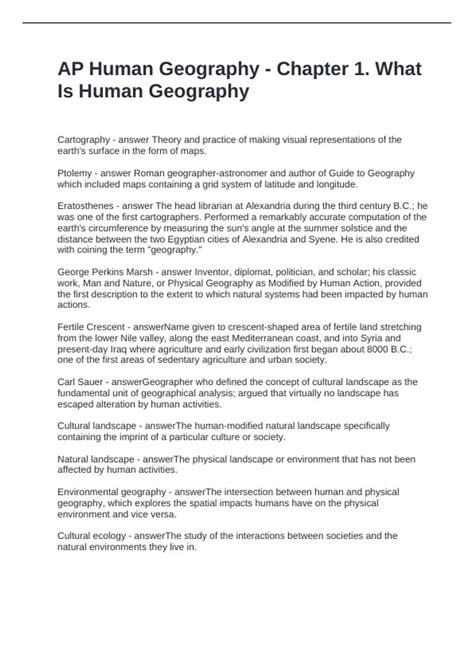 AP Human Geography - Chapter 1. What Is Human Geography Questions and