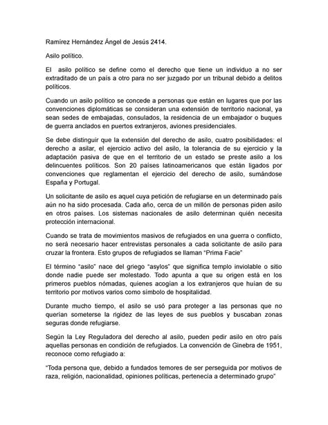 Que es el asilo politico - Ramírez Hernández Ángel de Jesús 2414. Asilo