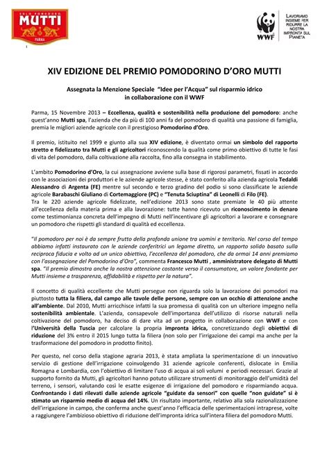 Wwf Italia Un Premio Al Pomodoro Sostenibile Pdf