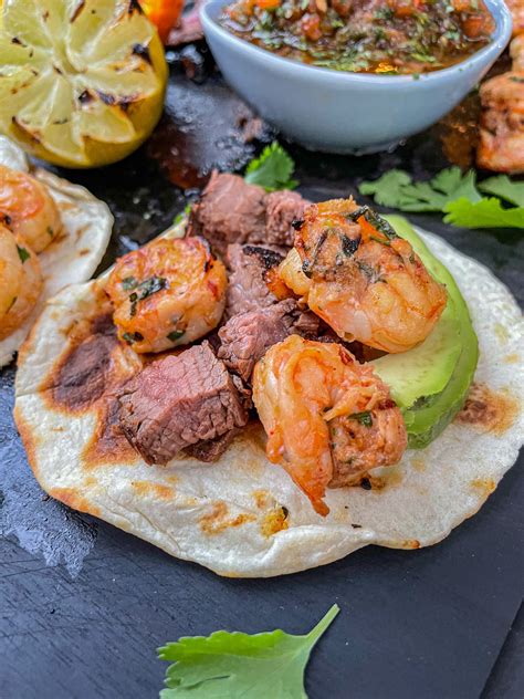 Surf and Turf Tacos with Fire Roasted Tomato Salsa - PK Grills