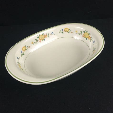 Noritake Versatone Lineage Vegetable Serving Bowl VTG Oval Floral Birds