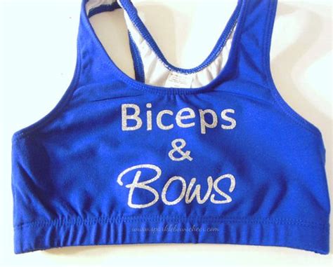 Biceps And Bows Cotton Sports Bra Cheerleading By SparkleBowsCheer 25