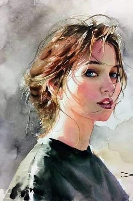 Pin By Tatiane Vidal On Watercolour Watercolor Portrait Painting