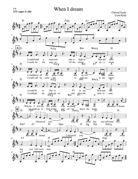 When I Dream Sheet Music For Piano Solo