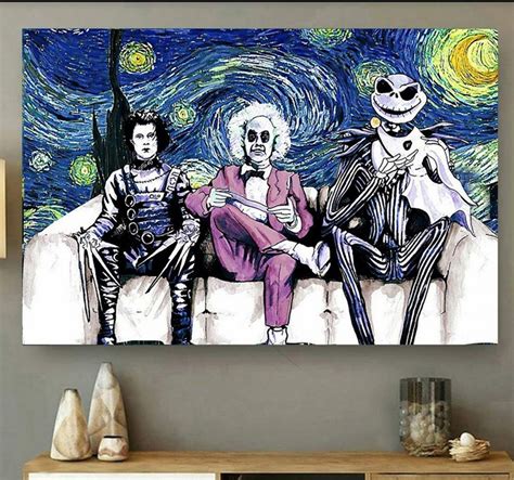 Starry Night Edward Scissorhands Beetlejuice Jack Skellington Poster No Frame