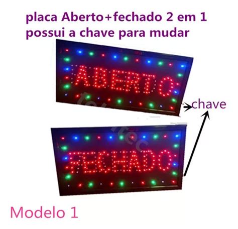 Painel Led Letreiro Luminoso 2 Em 1 Placa Aberto Fechado Frete grátis