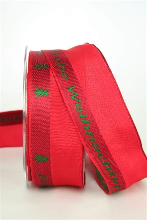 Geschenkband Frohe Weihnachten rot grün 40 mm breit Geschenkband