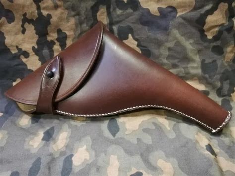 Holster En Cuir Brun Pour Revolver Webley Gb Gun Ww Militaria