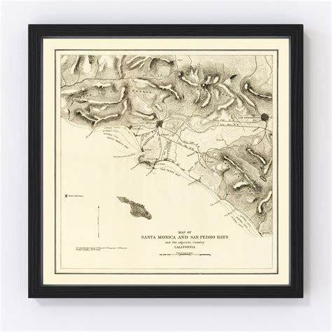 Santa Monica Map 1892 Old Map of Santa Monica California Art Vintage Print Framed Canvas ...