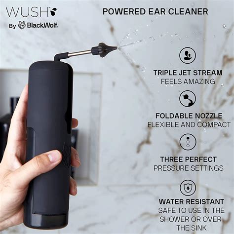 Wush Pro By Black Wolf Water Powered Ear Cleaner Safe And Effective Electric Triple Jet