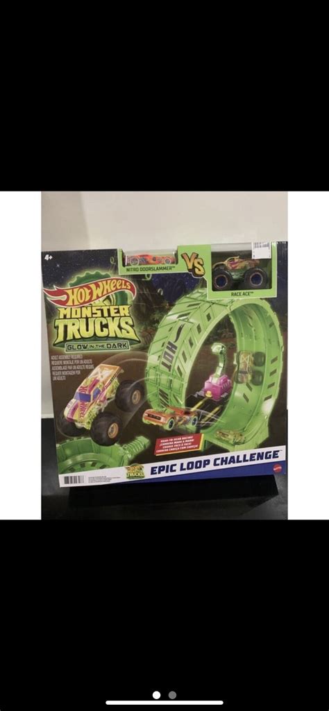 Hot Wheels Monster Truck Glow In The Dark Epic Loop Challenge With Race