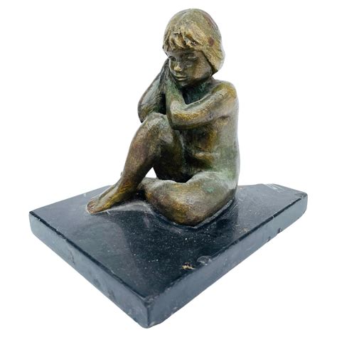 Vintage Bronze of a Nude Girl Seating For Sale at 1stDibs | little