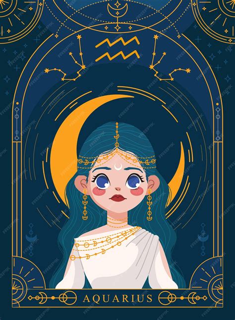 Premium Vector Aquarius Zodiac Character Illustration