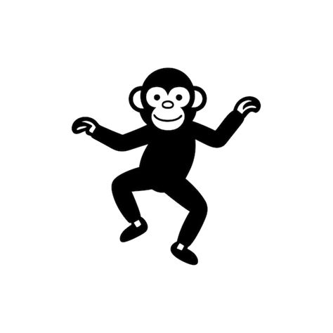 Chimpanzee monkey dancing icon vector | Premium AI-generated image