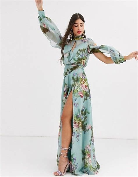 Floral Print Maxi Dress Printed Maxi Dress Asos Clothes Line Blur