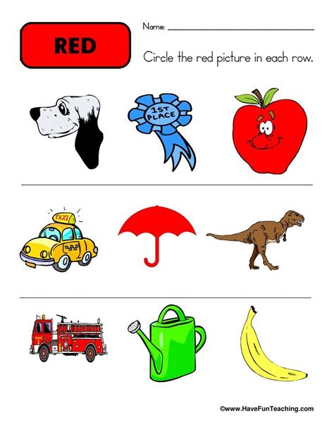 30 Color Red Worksheets Png School Info