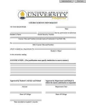 Sample Course Substitution Letter Fill Online Printable Fillable