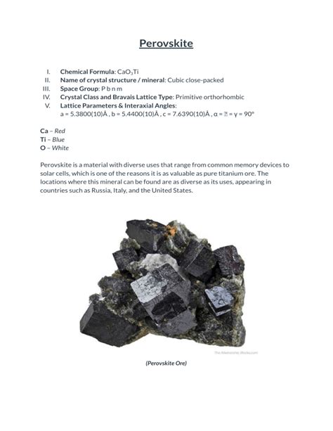 Perovskite Crystal Structure Information