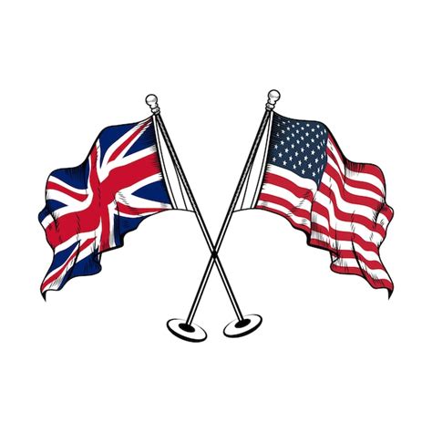 Premium Vector Vector Uk And Usa Cross Flag On The Flagpole Vector