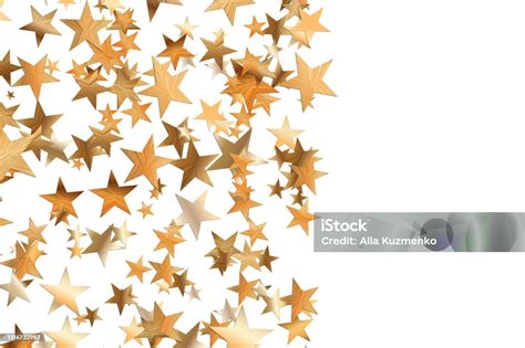 Stars Golden Glitter Confetti Isolated On White Background Festive