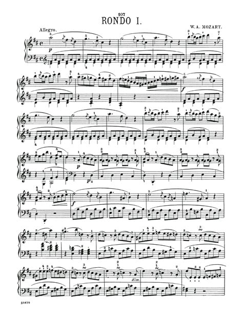 Rondo In D Major K 485 By Wolfgang Amadeus Mozart Sheet Music For