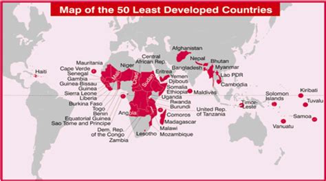 Map Of The 50 Least Developed Countries Download Scientific Diagram