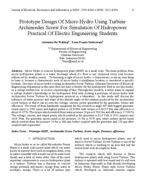 Prototype Design of Micro Hydro Using Turbine | PDF | Hydropower | Turbine