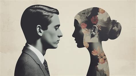 Relaciones masculinas y femeninas arte contemporáneo collage Foto Premium