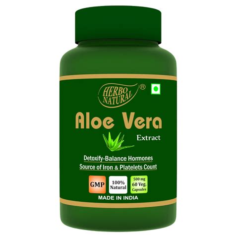 Herbo Natural Aloe Vera Extract 60 Vegetarian Capsules Rs 350 Bottle