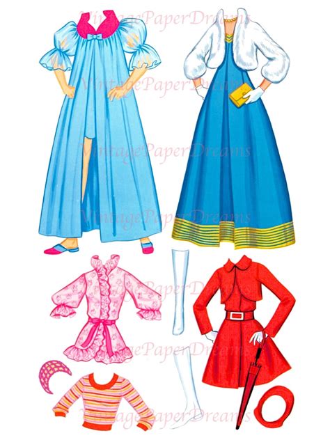 Vintage Paper Doll Printable Pdf Groovy Pj Paper Doll 70s Etsy