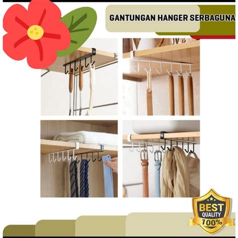 Jual Gantungan Selip 6 Hook Hanger Lemari Kabinet Alat Gantung