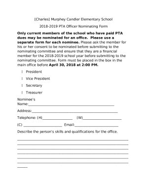 Rankin PTA Nomination Doc Template PdfFiller