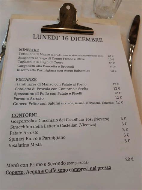 Menu Da Cucina Di Quartiere Ristorante Modena