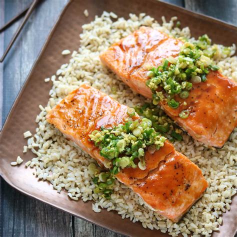 Red Miso Salmon With Ginger Scallion Sauce Two Healthy Kitchens