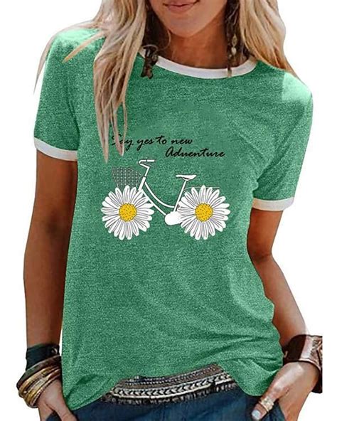 Womens Floral Daisy T Shirt Daily Tops T Shirts For Women Floral