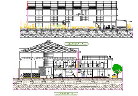 Section Tempered Glass Factory Plan Detail Cadbull