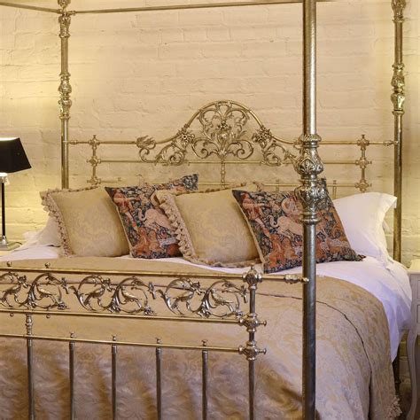 All Brass Wide Four Poster Bed With Song Bird Castings M4p21 At 1stdibs Brass Four Poster Bed