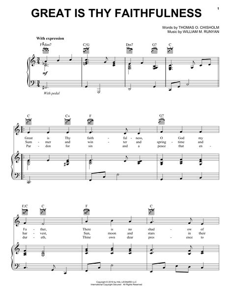 Thomas O. Chisholm "Great Is Thy Faithfulness" Sheet Music PDF Notes ...