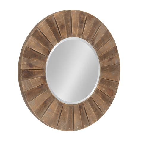 Kate and Laurel - Monteiro Round Decorative Sunburst Natural Wood Frame ...