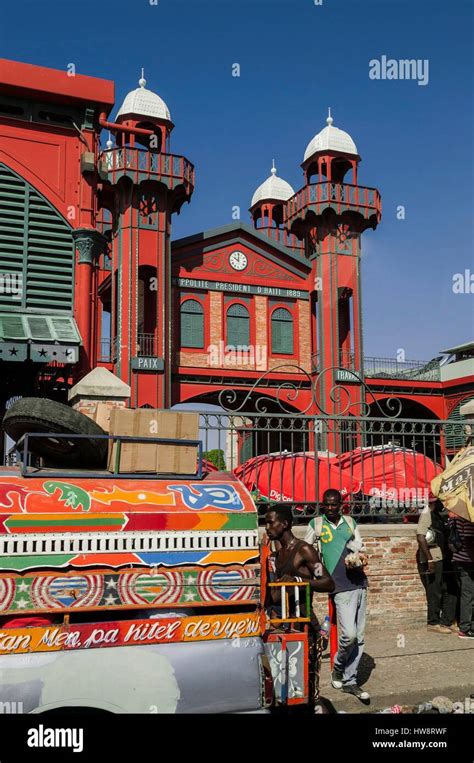 Haiti, Port au Prince, downtown, Iron Market rebuilt Stock Photo - Alamy