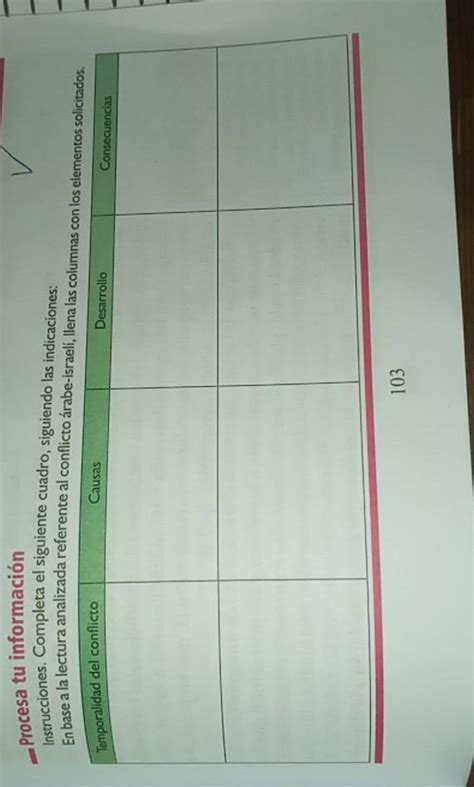 Completa El Siguiente Cuadro Siguiendo Las Indicaciones En Base A La