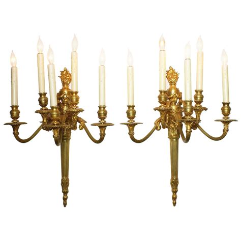 A Superb Pair Of Th Century Louis Xvi Style Gilt Bronze Sconces For