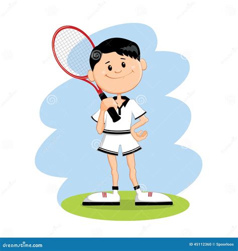 Jugador De Tenis Del Personaje De Dibujos Animados Ilustración del