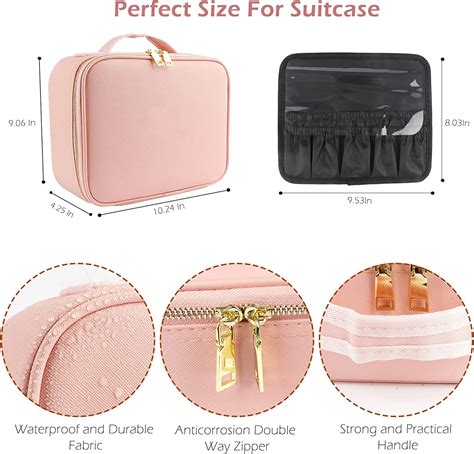 Makeup Bag With Mirror Rechargeable Cosmetic Case With 2-layers Makeup ...