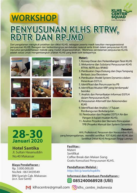 Workshop Penyusunan KLHS RTRW RDRT Dan RPJMD 28 Sd 30 Januari 2020