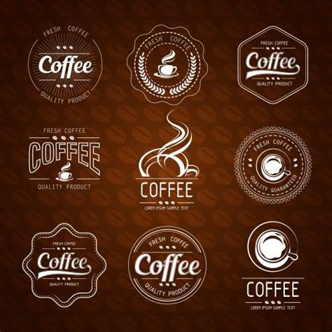 Coffee Vintage Logos Set Freshly Brewed Caffeine Vector Image