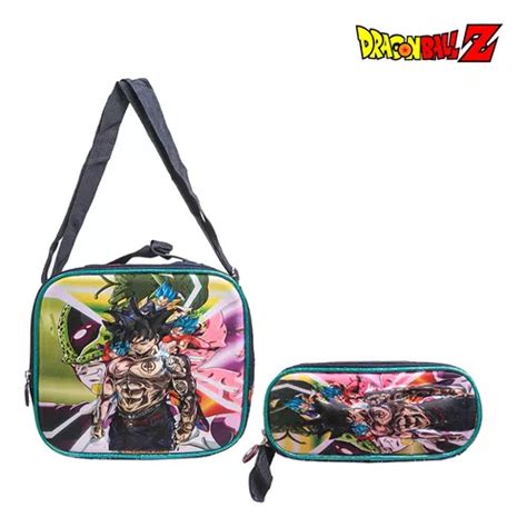 Mochila Escolar Infantil Dragon Ball Costas Lancheira Estojo Cor Azul