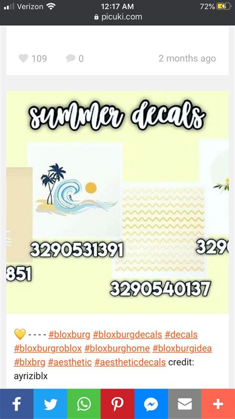 Bloxburg Decal Code Summer Decal Bloxburg Decal Codes Bloxburg Decals