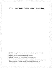 ACCT 505 Week 8 Final Exam Version 1 ACCT 505 Week 8 Final Exam