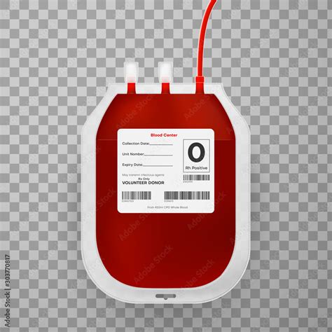 Blood bag with label realistic vector illustration Stock Vector | Adobe ...